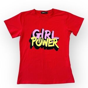 Women's DenimLand Girl Power graphic Tee red size M